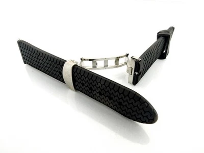 Bracelet de montre caoutchouc HD Tire Tread 20 mm - fermoir de déploiement 100% étanche - Photo 1/2