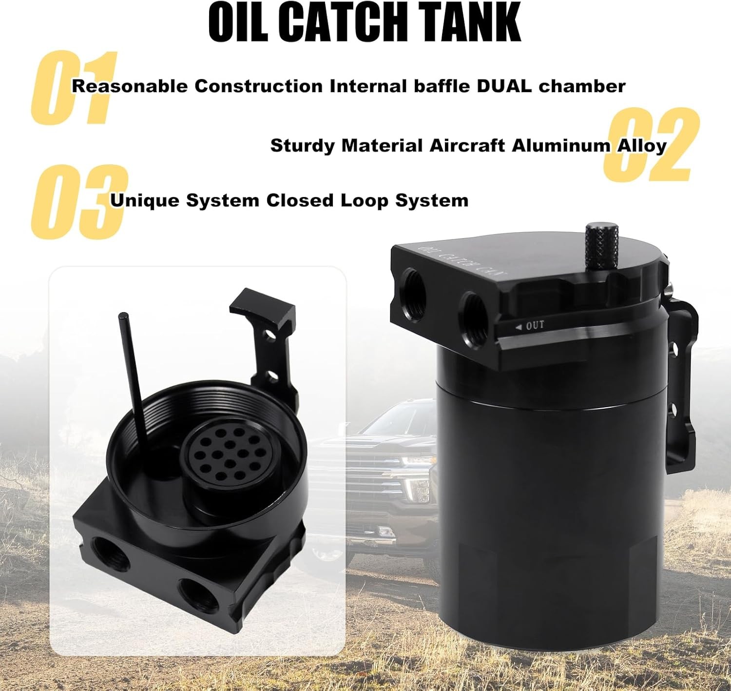 RYANSTAR RACING Oil Catch Can Compatible with Chevy Silverado 1500 standard 