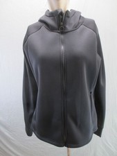 Adidas Size L Womens Black Hooded Full Zip Pockets Sport Activewear Jacket 011