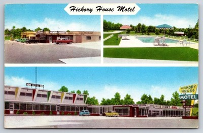 Hickory House Motel Restaurant Poplar Bluff Missouri MO Chrome 1957 Postcard