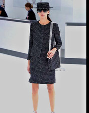 CHANEL 16P Black White Textured Grid Jacket Blazer FR46 US12 14 L XL PRISTINE