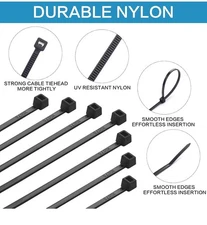 100 Cable Zip Ties 7 Inch Long Cable Ties Heavy Duty Nylon Cord Black UV UL