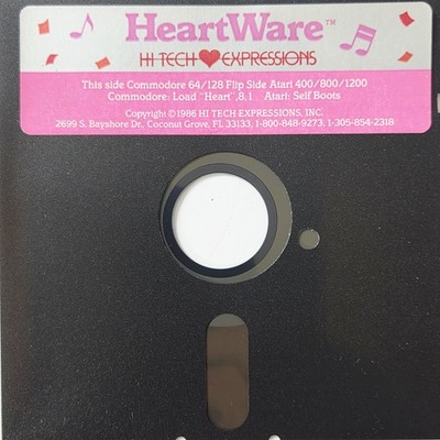 HeartWare Atari 400 800 1200 Commodore 64 128 5.25 Disk 1986 Untested