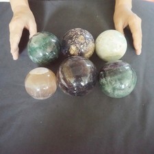 10.7LB 6Pcs Natural Rainbow Fluorite Quartz Crystal Sphere Ball Polished Healing