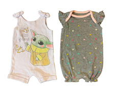 Disney Baby Girl Clothes Lot 0/3 Months Summer Rompers Outfits Star Wars Mickey
