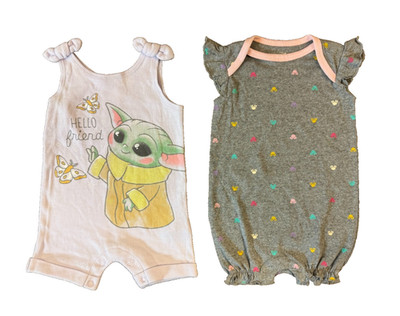 Disney Baby Girl Clothes Lot 0/3 Months Summer Rompers Outfits Star Wars Mickey