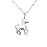 Kleine Pferd Kette MäDchen Halskette Echt Sterling Silber 925 Kinder Geschenk