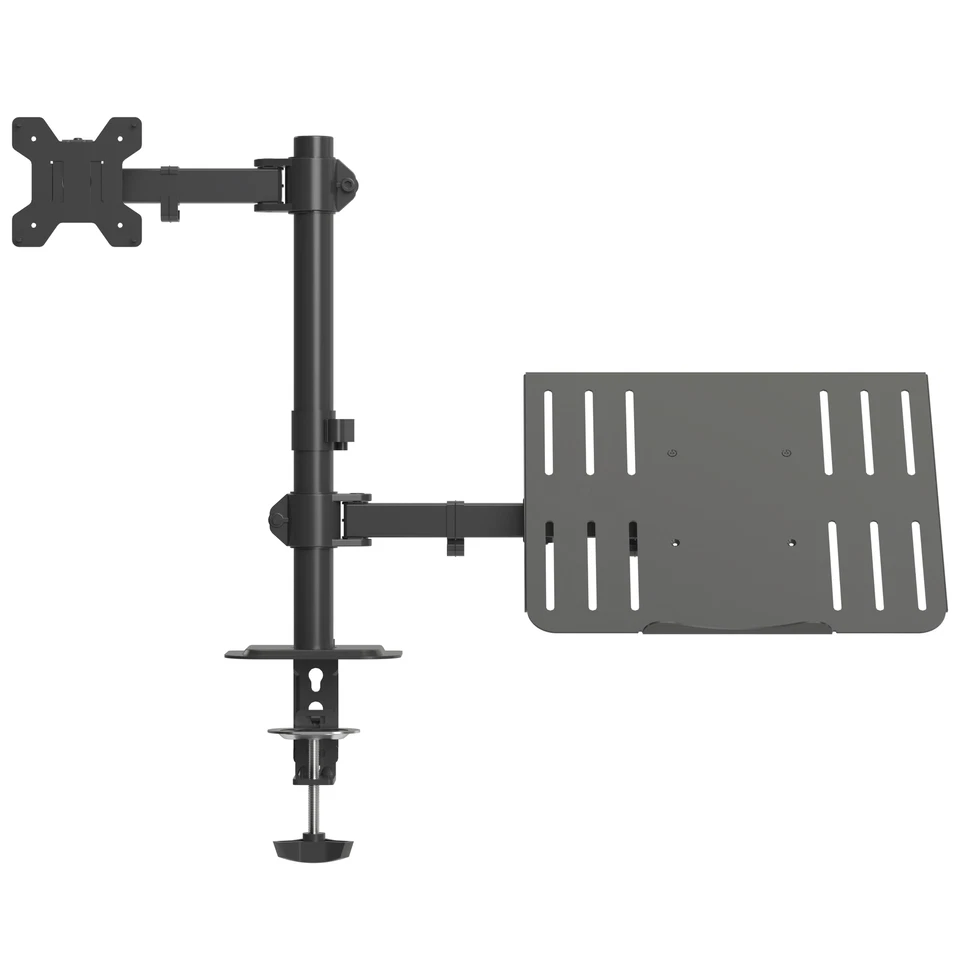 Monitorhalterung mit Laptophalter 13-27 Zoll VESA 75/100 bis 10kg schwarz weiß - Bild 3 von 4