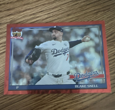 2026 Topps 75 Blake Snell Baseball Red Crackle Foil /5 Los Angeles Dodgers