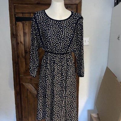 Max Studio schwarzes Langarm Fit & Flare knielanges Kleid Gr. L