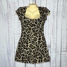 Fashion Nova NWT Size S Brown Leopard Print Button Front Love is Wild Mini Dress