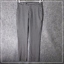 Boohoo Man Trousers Mens 28 Black White Gingham Plaid Slim Fit Chino Dress Pants