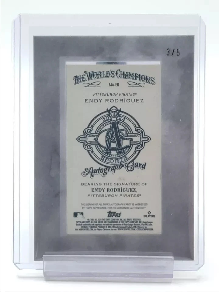 ENDY RODRIGUEZ 2024 TOPPS ALLEN GINTER X ROOKIE GOLD INK MINI AUTO #3/5 - Image 2 of 2