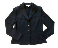 St John Basics Knit Black Jacket Blazer Gold Black Buttons Women  s SIZE 8 flaw 