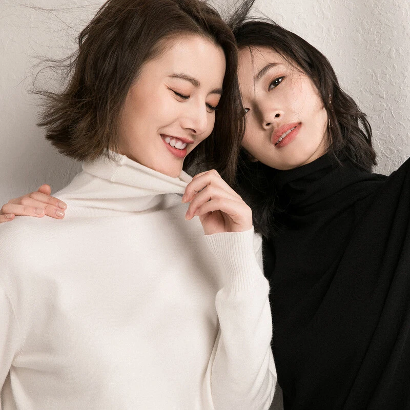 Women Slim Warm Knitted Turtleneck Cashmere Long Sleeve Pullover Sweaters Jumper - Image 2 of 4