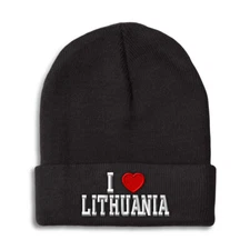 Beanies for Men I Love Lithuania I Love Winter Hats for Women Acrylic Skull Cap