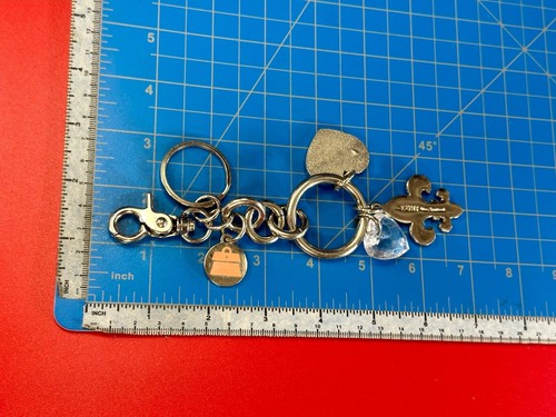 KATHY VAN ZEELAND KRISTALLHERZ SILBERTON BLUME DELIS SCHLÜSSELANHÄNGER TASCHE ETIKETT CHARM - Bild 6 von 15