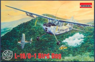 Cessna L-19/O-1 Bird Dog 27 model airplane kit 246 mm scale 1/32 Roden 619
