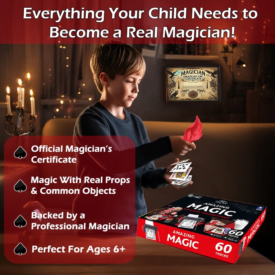 Increíble Kit de Magia para Niños 60 Trucos Fácil + Video|Juego de Magia para Principiantes 8+Edad Foto 4 de 4