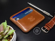 Handmade Front Pocket Wallet Full Grain Leather Compact Card Holder Luxury Gift