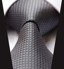 Dark Grey with White Check Silk Classic Woven Horse Show Tie *New*