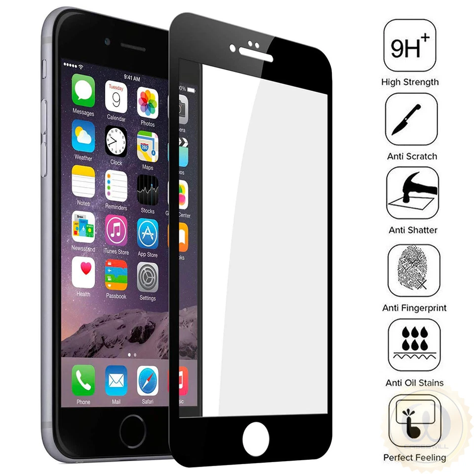 For iPhone 8 7 6S 6 Plus SE 2020 2022 FULL COVER Tempered Glass Screen Protector - Image 3 of 4