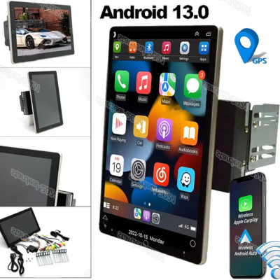 10in Vertical 2DIN Android 13 FM Apple Carplay GPS BT Car Stereo Radio Bluetooth
