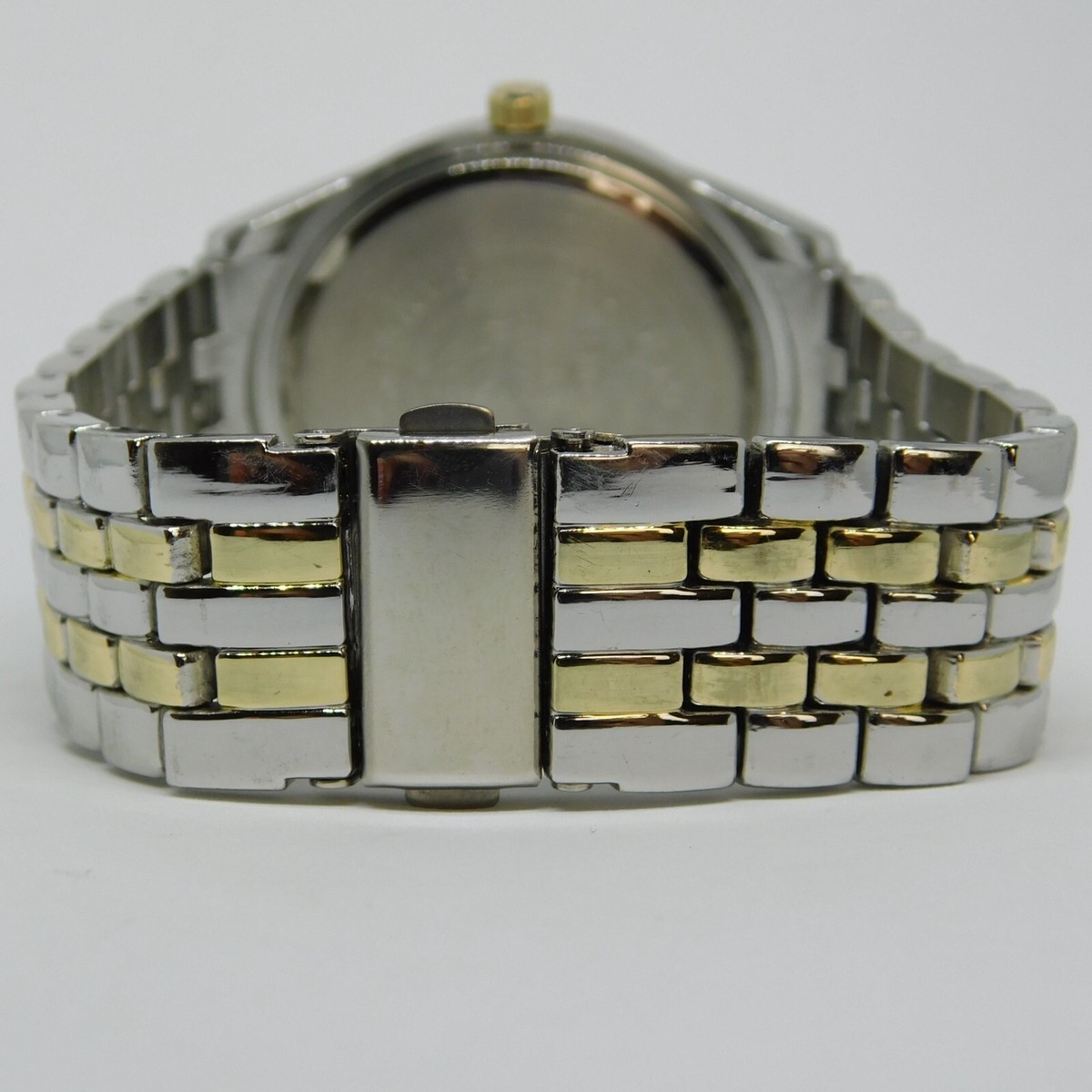 時計 M.D FMD Crystal Bezel Gold Silver-Tone Watch Accent Dial Japan