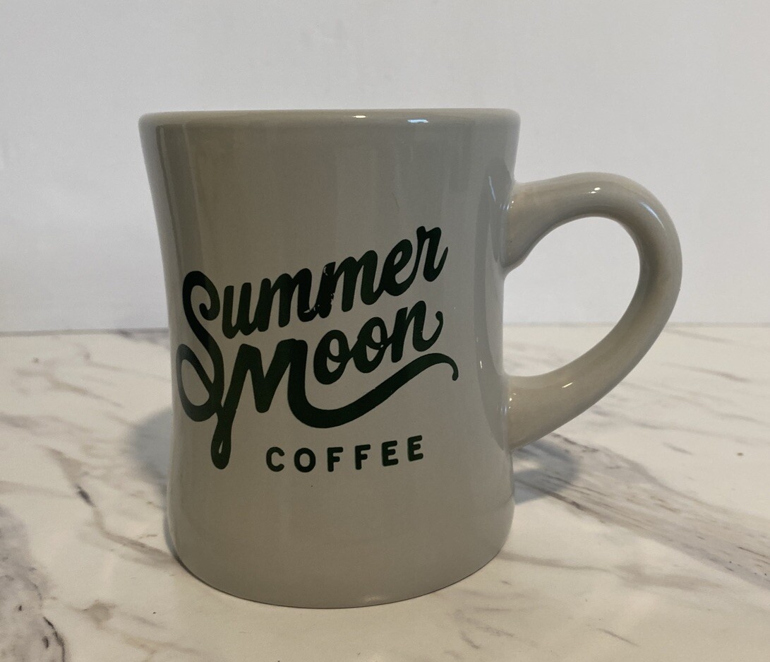 Summer Moon Coffee Mug Cup Gray & Green Diner Ceramic Drinking Hot Beverage