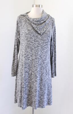 Soft Surroundings Heather Gray Softie Weekend Dress Size PM MP Zip Cowl Neck