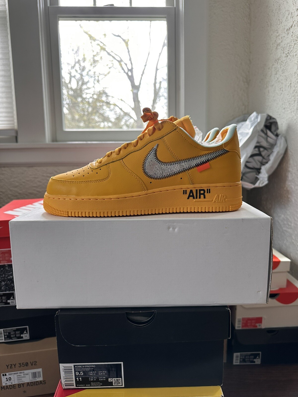 OFF WHITE X NIKE Newnike Air Force 1 bianco basso x sporco ""University Gol DD1876 700 da uomo taglia 10