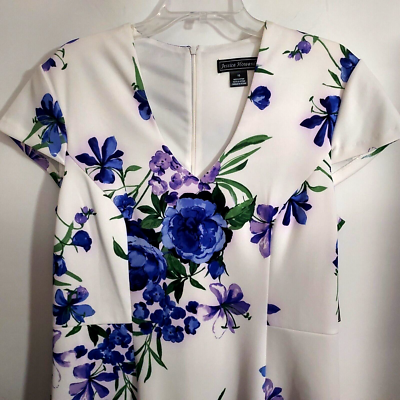 jessica howard missy cocktail dress Jessica Howard Missy Cocktail Dress/White And Purple Florals/Knee  Length/Size 16