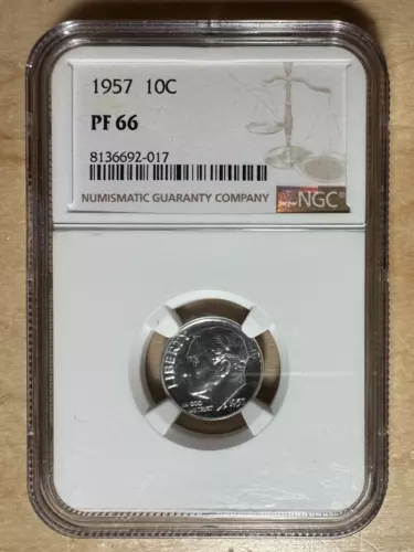 1957 Proof Roosevelt Dime 10¢ NGC PF 66