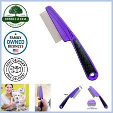 Flea Comb Metal Small Fine Tooth Rubber Handle Pet Grooming Tool for Cats Dogs