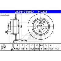 ATE 2X Bremsscheibe Hinten 2800 Voll FüR BMW 3Er Compact E46 E36 24.0110-0202.1