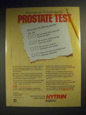 1994 Abbott Laboratories Hytrin Drug Ad - Prostate Test
