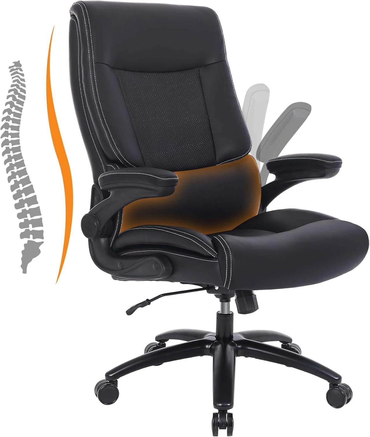 500LBS Executive Desk Chair with Lumbar Support ... Big and Tall Office Chair