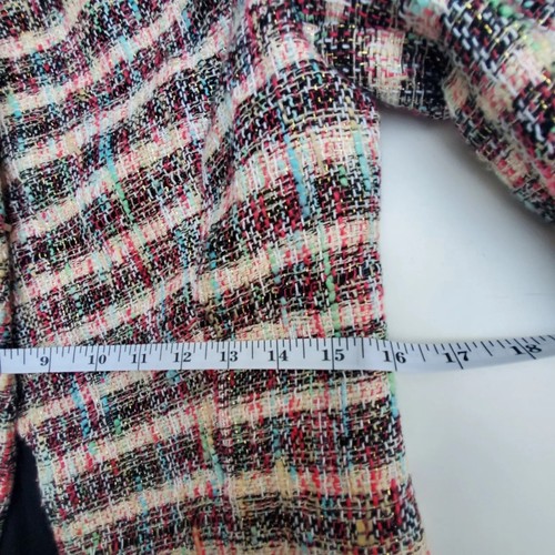 Carlisle New York Flared Fringe Sleeve Striped Tweed Blazer Jacket Womens Sz Sm - Picture 13 of 18