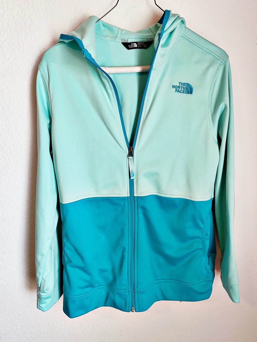 Nice North Face Girls Blue Green Two Toned SZ XL 18 Zip Up Hoodie Jacket
