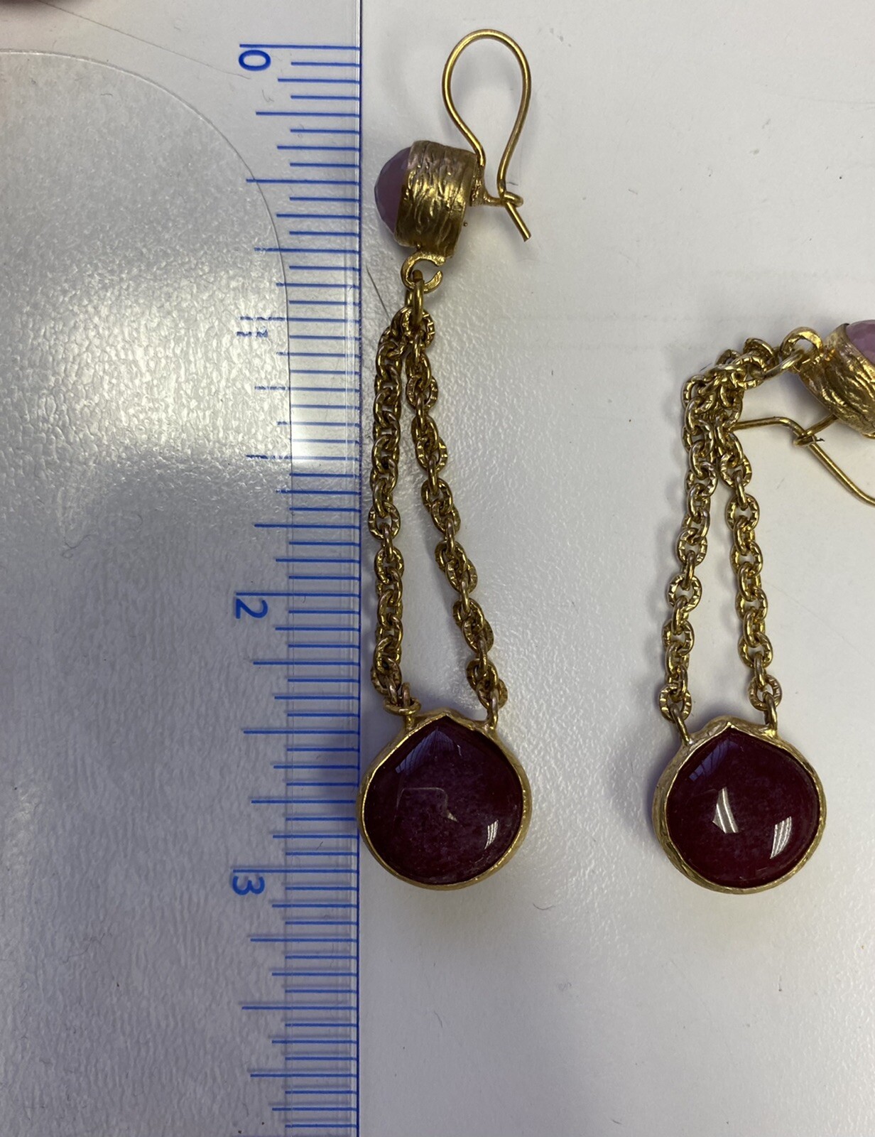 Hand made Corundum Ruby Gemstone Drop earrings wi… - image 6