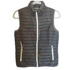 Eddie Bauer Womens XS Black Goose Down Full Zip EB700 Puffer Vest Jacket Lined