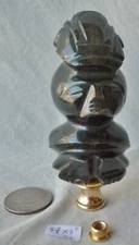 Lamp Finial Hawaiiana Black Onyx Stone Tiki/ Aztec Man 4 5/8" x 2" h  RA