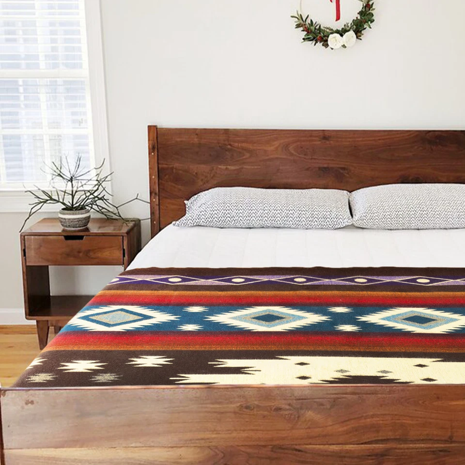 Extra Large Soft & Warm ALPACA Wool Blanket Andean Southwest Pattern 75x90 in - Image 2 of 4