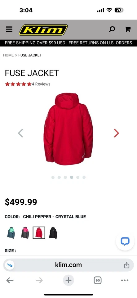 Chaqueta para mujer Klim Fuse roja talla XL Foto 2 de 4