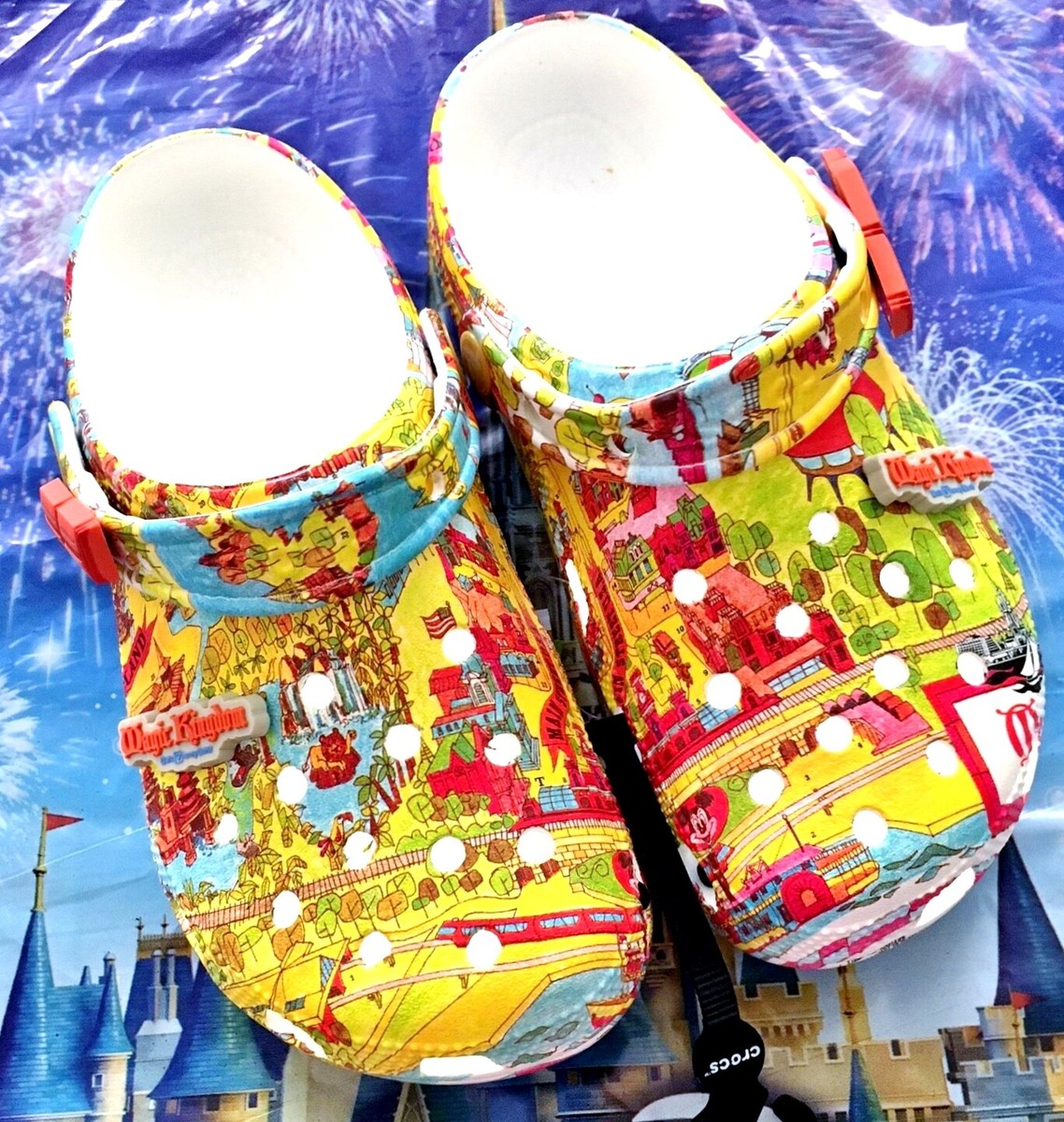 NWT Disney 50th Anniversary Vault Magic Kingdom Map CROCS Shoe Men Women