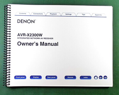Denon AVR-X2300W Instruction Manual: Full Color 287 Pages & Protective Covers!