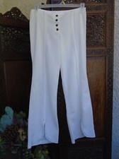 Vintage Flared White Polyester Button Fly Bell bottom Pants Womens 30-32" 1970's