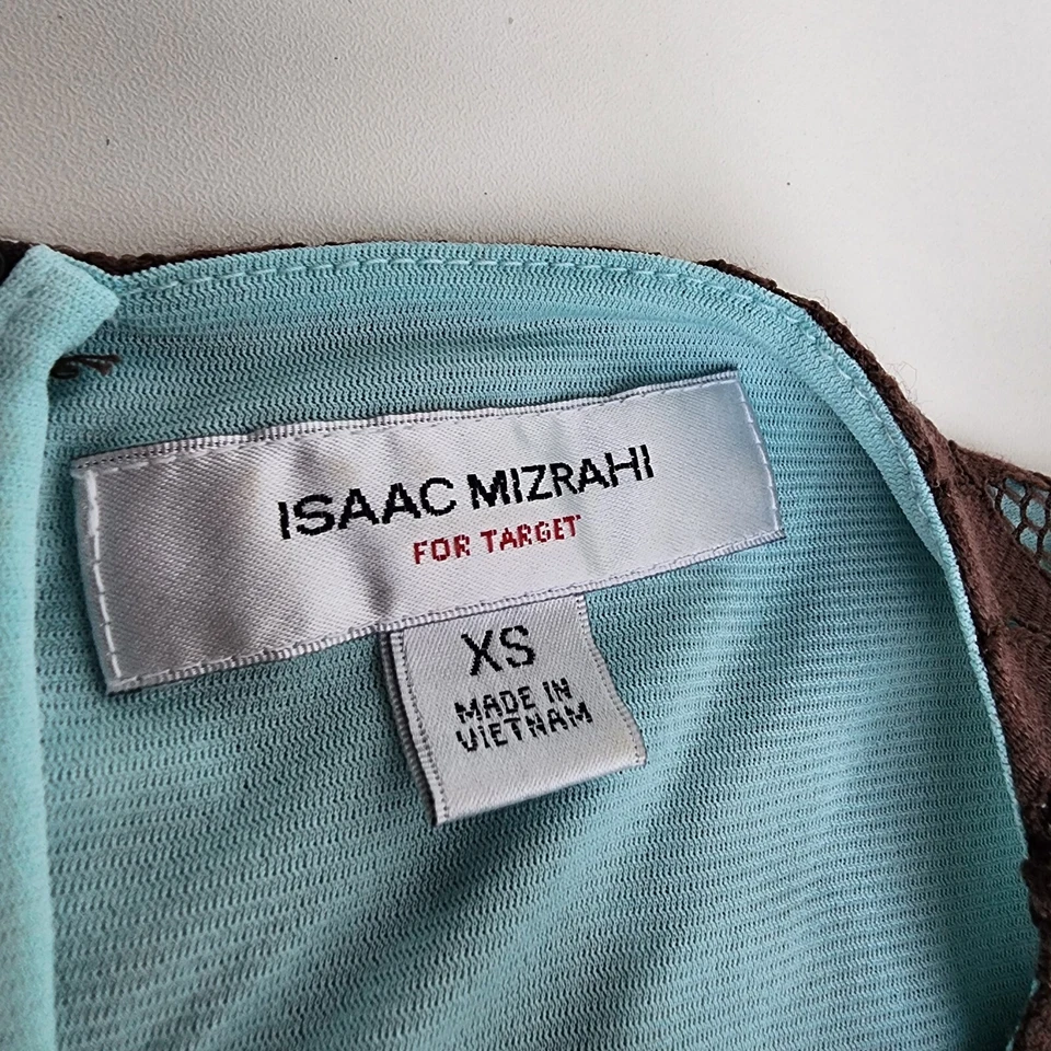 Isaac Mizrahi Womens Lace Aqua Blue Brown Floral Lace Sheath Dress Sleeveless XS - Image 2 of 4