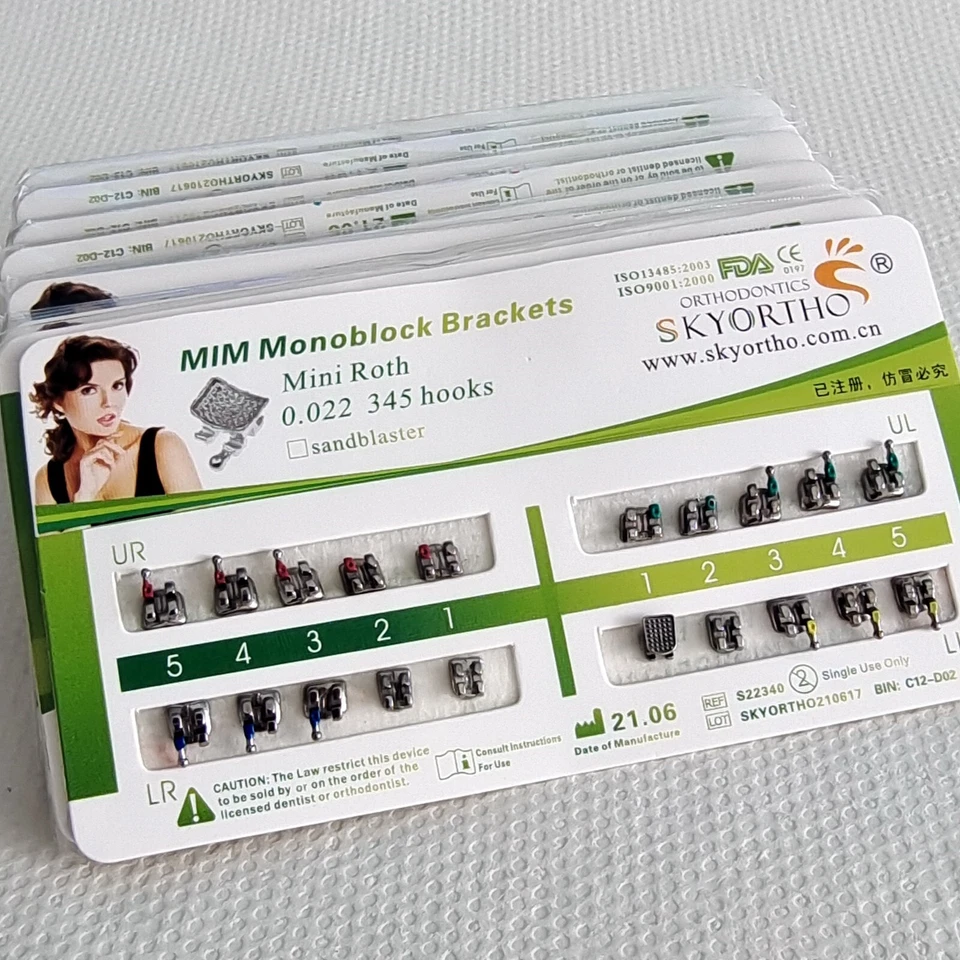 Kit de brackets de ortodoncia dental 0,022 brackets Roth NiTi arco alambre ligadura lazos Foto 3 de 4