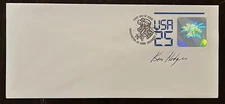 RARE 1989 U.S. HOLOGRAPHIC FDC FIRST DAY COVER SIGNED BY KEN HODGES ARTIST